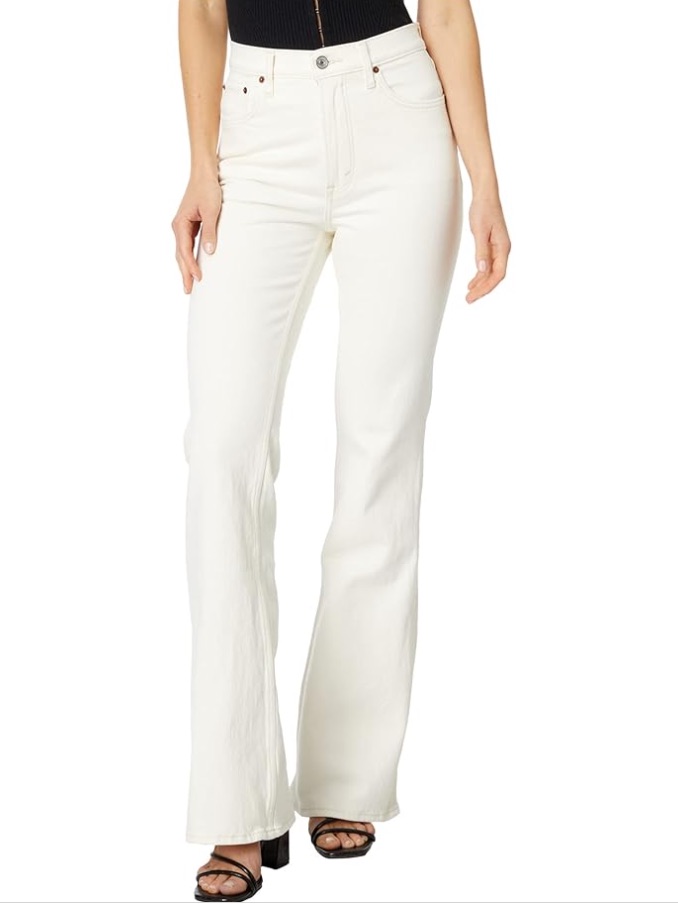 Abercrombie & Fitch The Vintage Flare High Rise Jeans In Cream